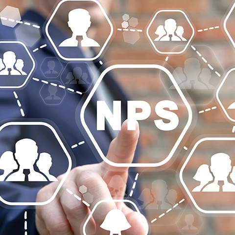 A representative image showing a stranger pointing on NPS icon